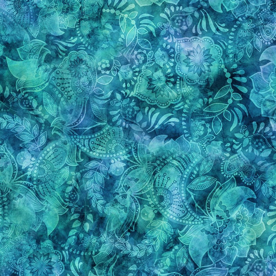 Blue Floral Fabric, Item No. 25057