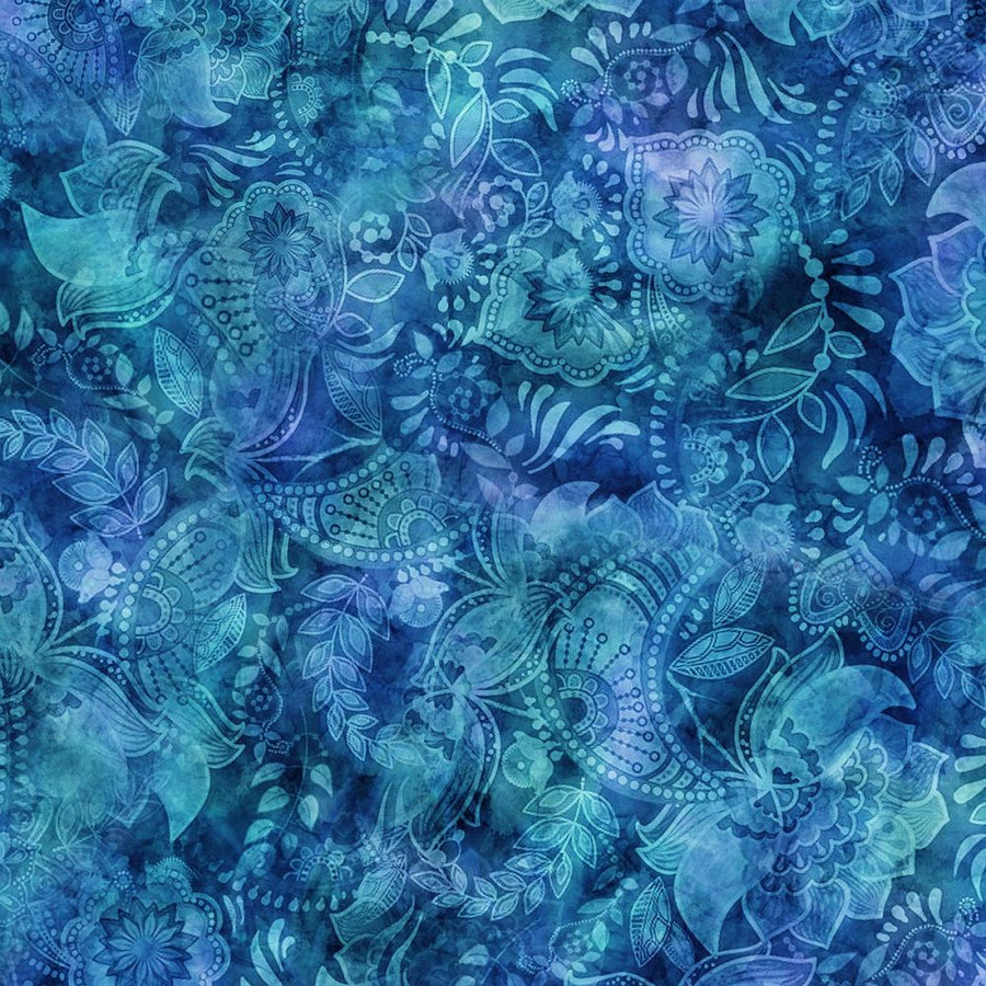 Blue Floral Fabric, Item No. 25058